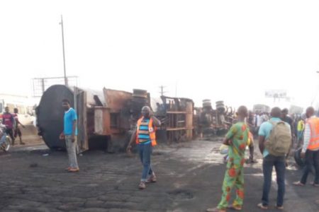 BREAKING: Petrol Tanker Explosion Claims Two Lives, 45 vehicles On Lagos-Ibadan Expressway